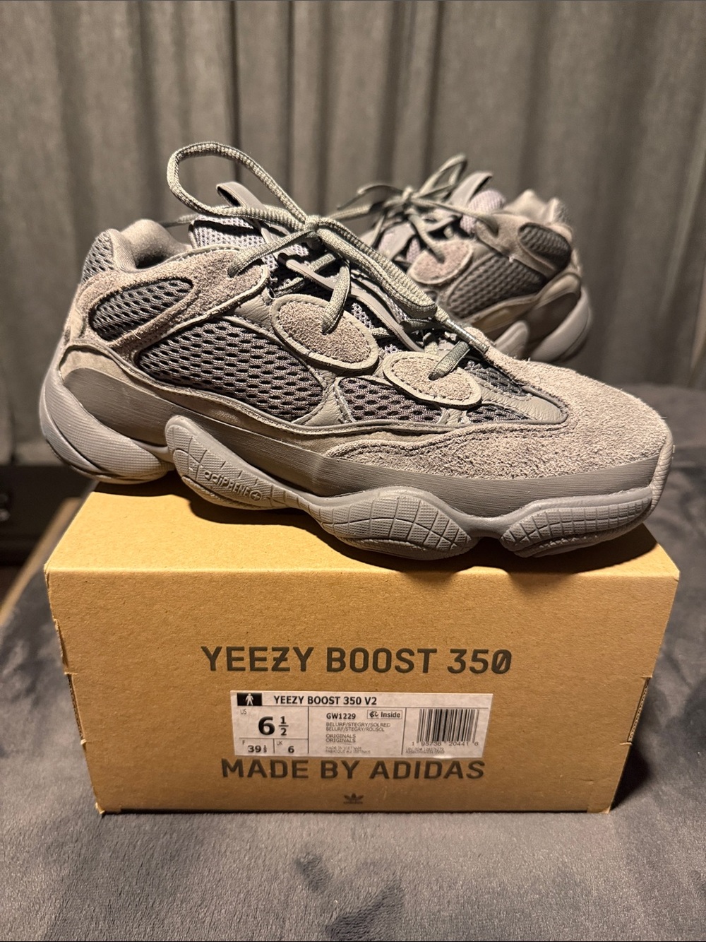 adidas Kids Grey Yeezy 500 Style Sneakers